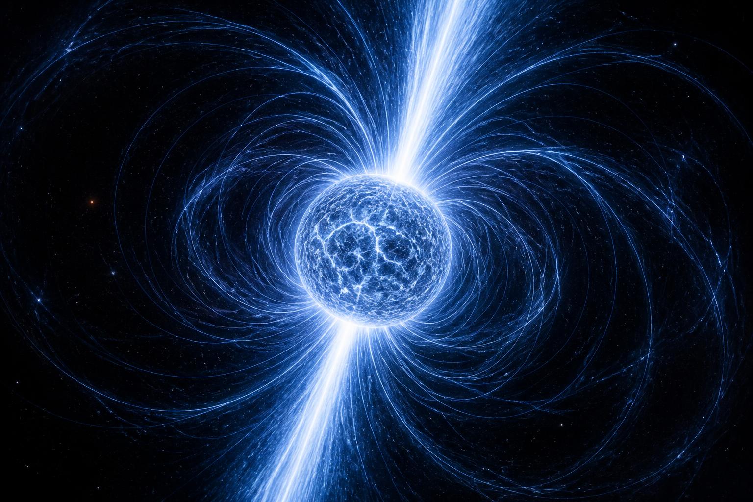 Neutron star with polar jets and magnetic field lines