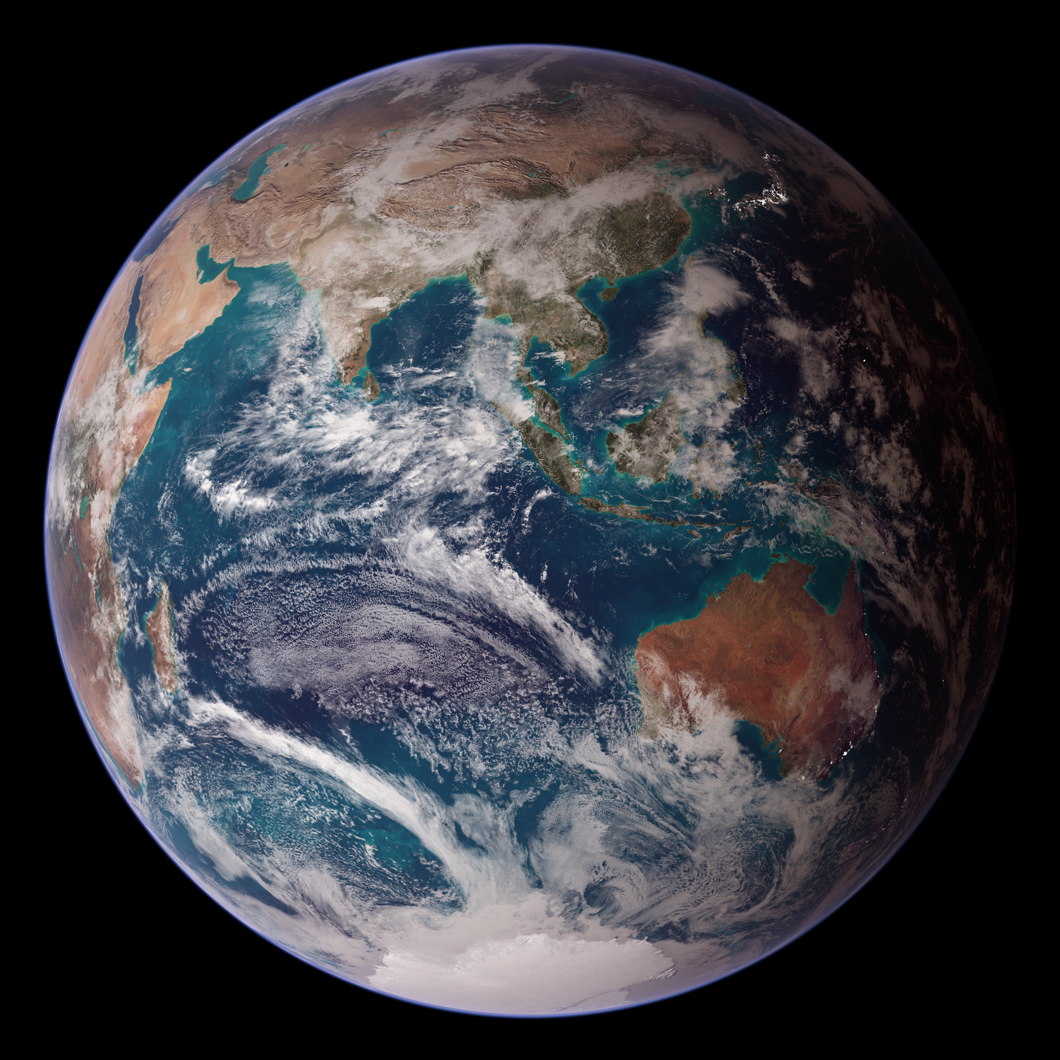 Earth with sun flare, rotating